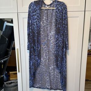 LuLaRoe Women's Vibrant Blue Leopard Print Robe